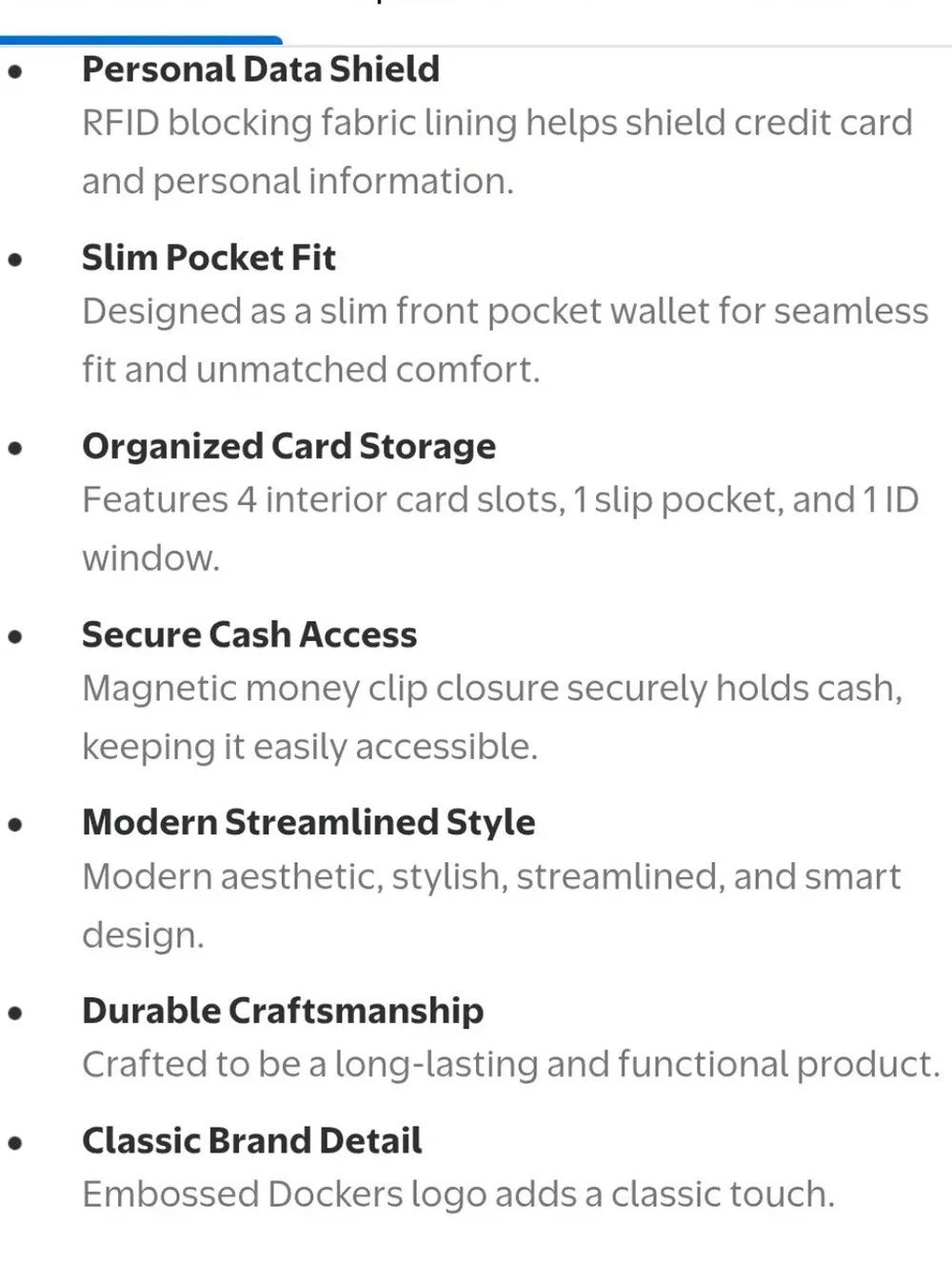 Dockers RFID Slim Front Pocket Wallet Magnetic Money Clip